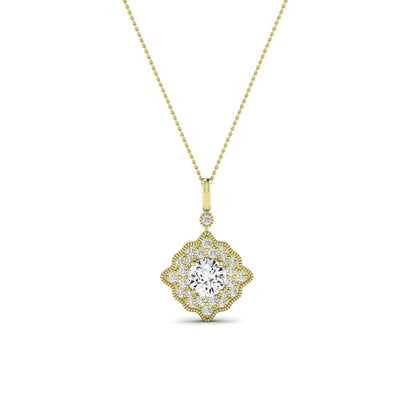 Sky Round Cut Moissanite Halo Necklace yellowgold