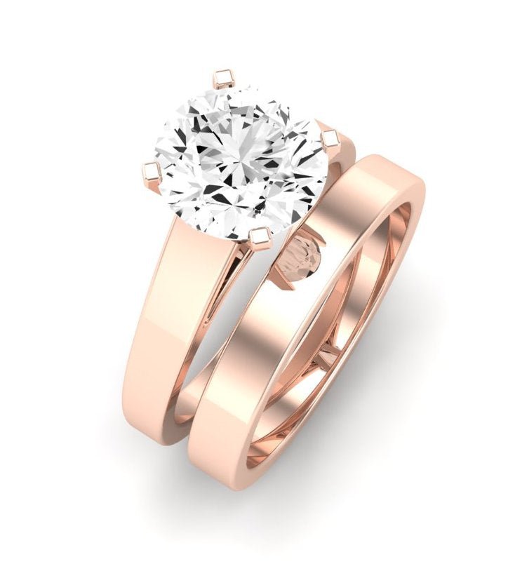 Snowdrop Moissanite Matching Band Only (engagement Ring Not Included) For Ring With Round Center rosegold