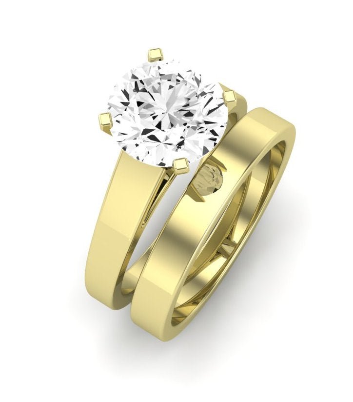 Snowdrop Moissanite Matching Band Only (engagement Ring Not Included) For Ring With Round Center yellowgold