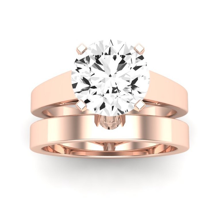 Snowdrop Moissanite Matching Band Only (engagement Ring Not Included) For Ring With Round Center rosegold