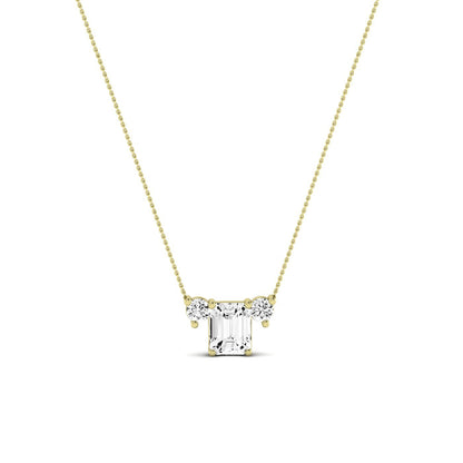 Spirea Emerald Cut Moissanite Accented Necklace yellowgold
