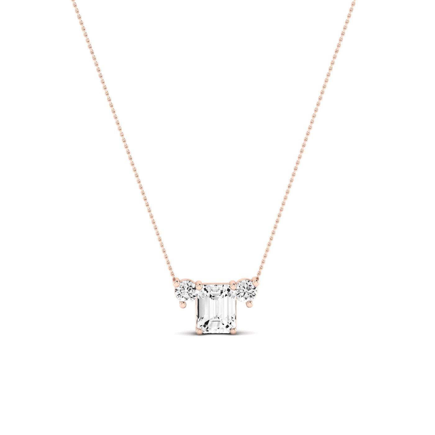 Spirea Emerald Cut Moissanite Accented Necklace rosegold
