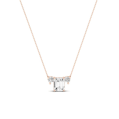 Spirea Emerald Cut Moissanite Accented Necklace rosegold