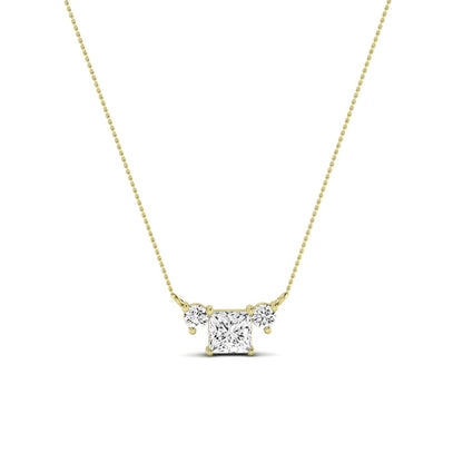 Spirea Princess Cut Moissanite Accented Necklace yellowgold