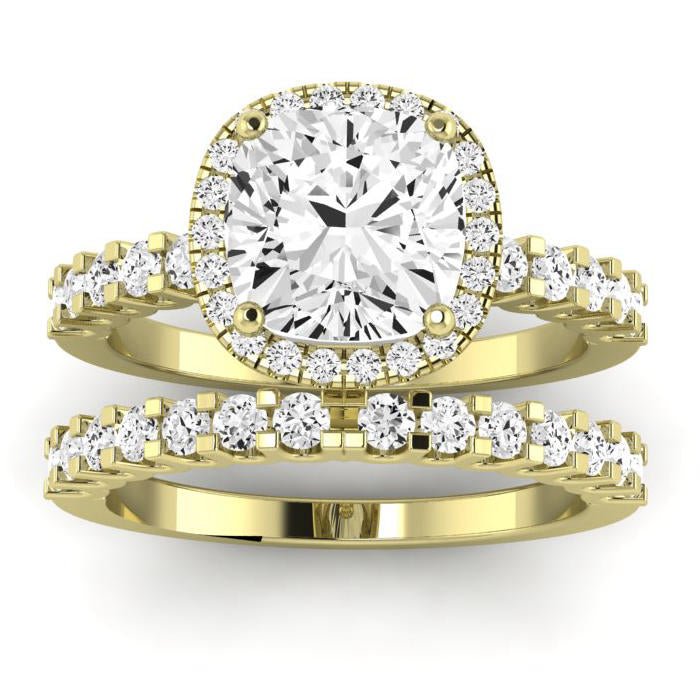 Sweet Pea Diamond Matching Band Only ( Engagement Ring Not Included) For Ring With Cushion Center yellowgold