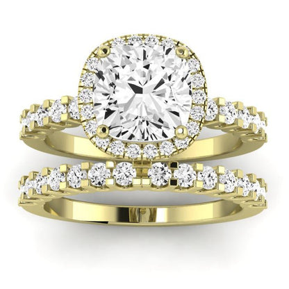 Sweet Pea Diamond Matching Band Only ( Engagement Ring Not Included) For Ring With Cushion Center yellowgold