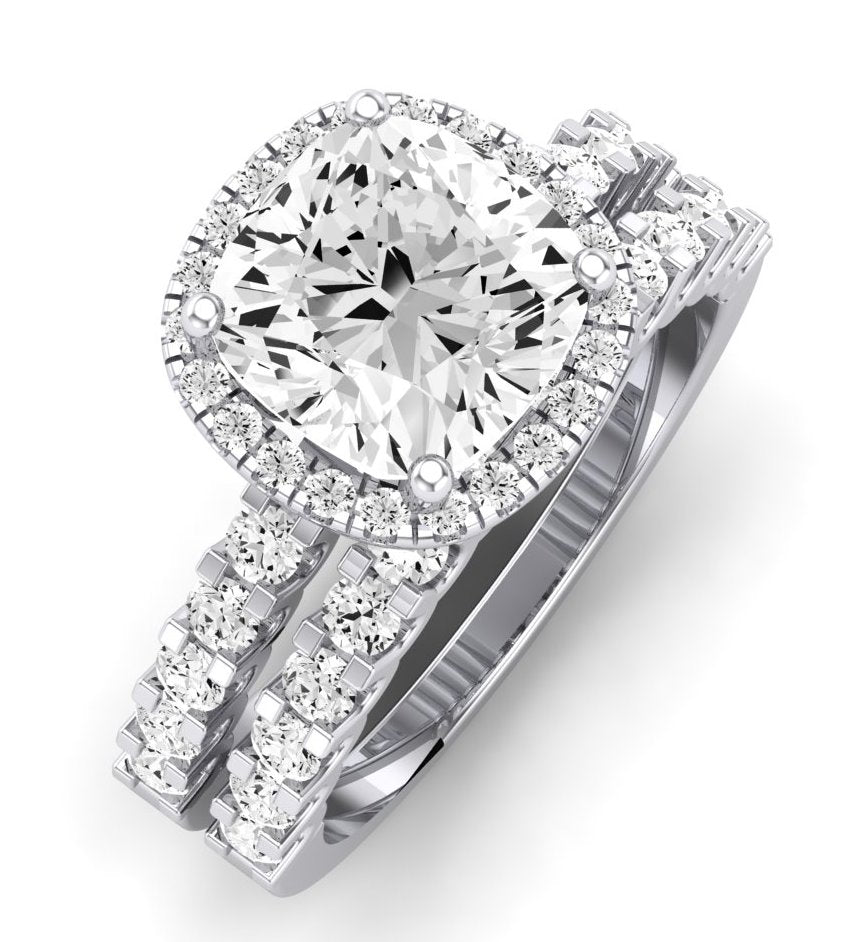 Sweet Pea Diamond Matching Band Only ( Engagement Ring Not Included) For Ring With Cushion Center whitegold