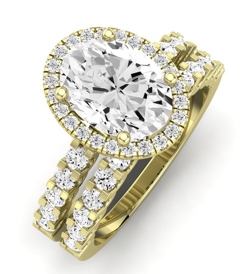 Sweet Pea Moissanite Matching Band Only ( Engagement Ring Not Included) For Ring With Oval Center yellowgold