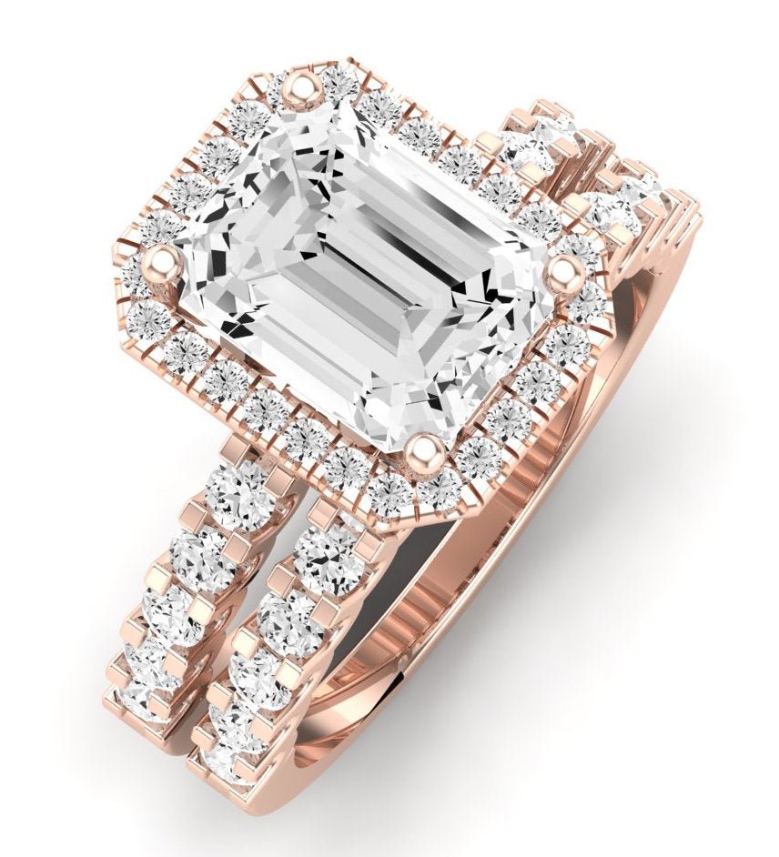 Sweetpea Emerald Moissanite Bridal Set rosegold