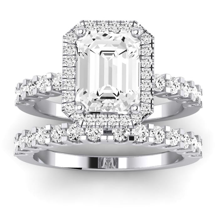 Sweetpea Emerald Moissanite Bridal Set whitegold