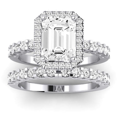 Sweetpea Emerald Moissanite Bridal Set whitegold
