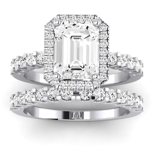 Sweetpea Emerald Moissanite Bridal Set whitegold