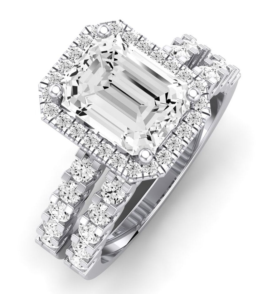 Sweetpea Emerald Moissanite Bridal Set whitegold
