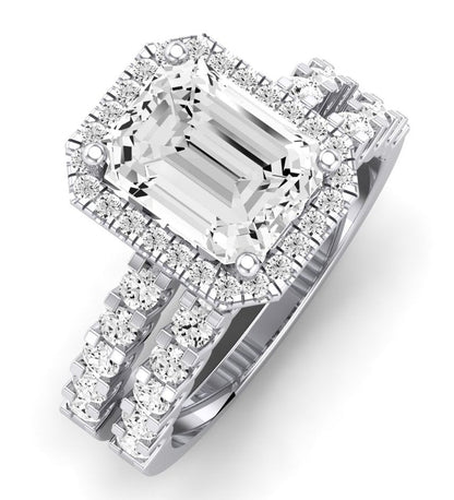 Sweetpea Emerald Moissanite Bridal Set whitegold