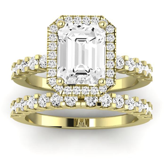 Sweetpea Emerald Moissanite Bridal Set yellowgold