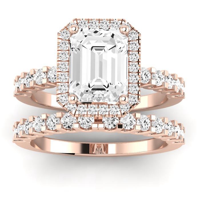 Sweetpea Emerald Moissanite Bridal Set rosegold