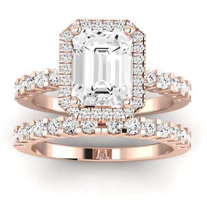 Sweetpea Emerald Moissanite Bridal Set rosegold