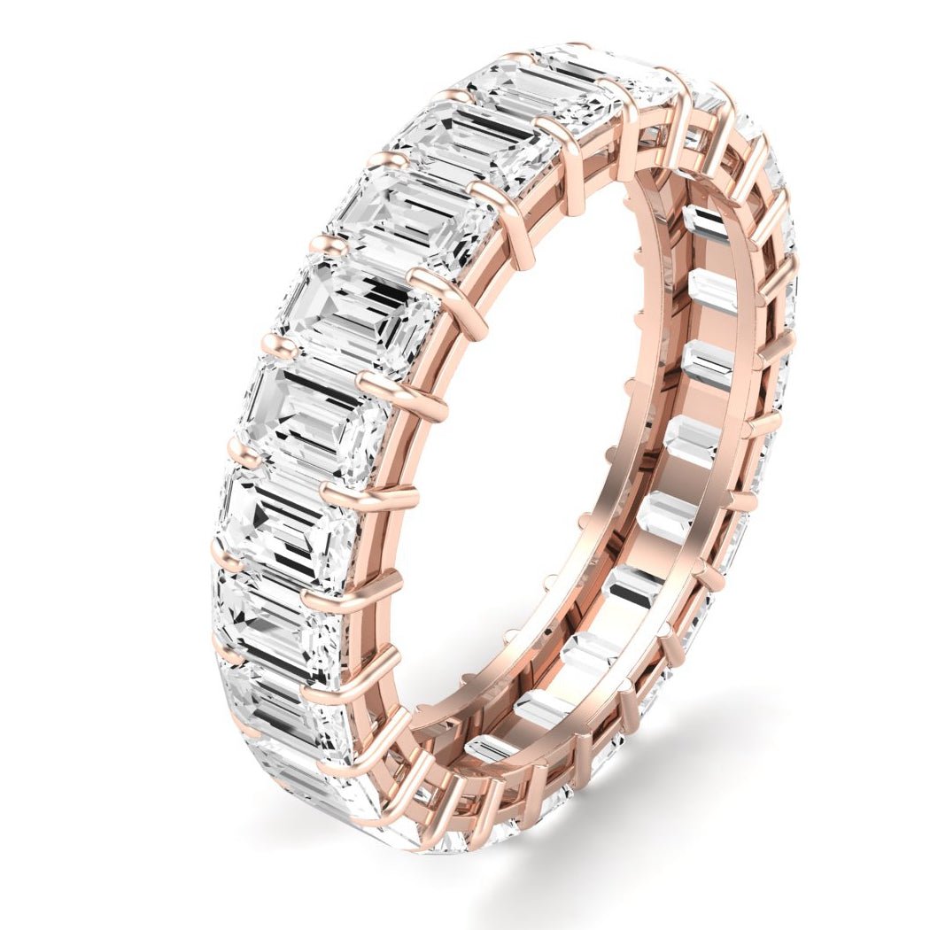 Sylvan Emerald Cut Moissanite Eternity Band rosegold