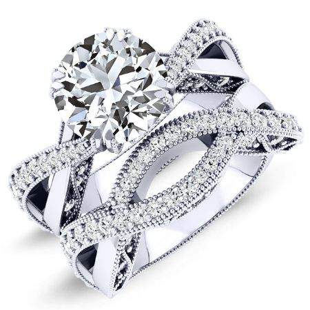 Tansy Round Moissanite Bridal Set whitegold