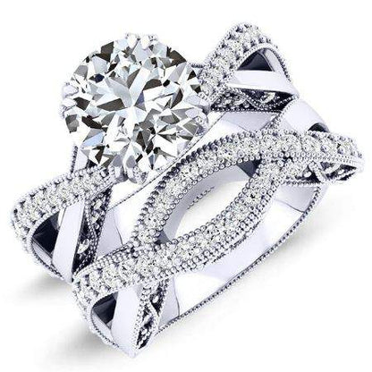 Tansy Round Moissanite Bridal Set whitegold