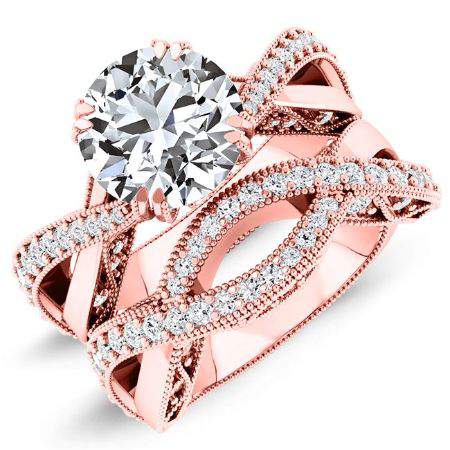 Tansy Round Moissanite Bridal Set rosegold