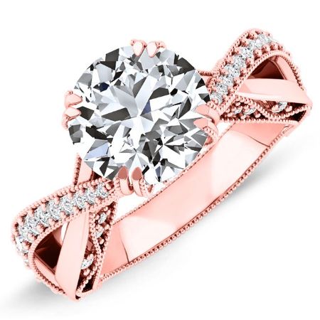 Tansy Round Moissanite Bridal Set rosegold