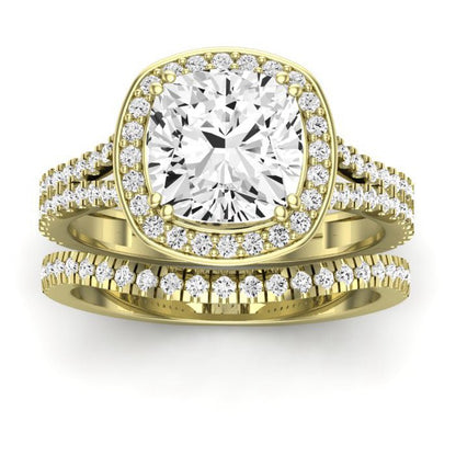 Tea Rose Cushion Diamond Bridal Set (Lab Grown Igi Cert) yellowgold