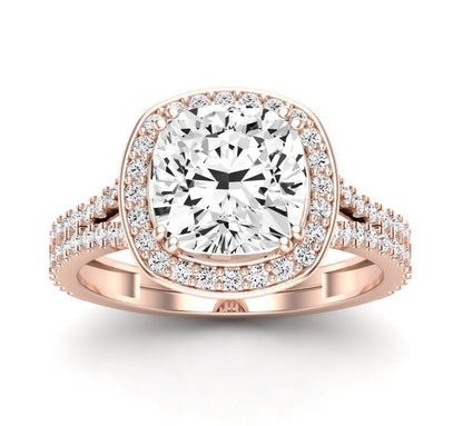 Tea Rose Cushion Diamond Engagement Ring (Clarity Enhanced)