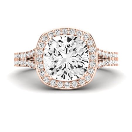 Tea Rose Cushion Moissanite Bridal Set rosegold