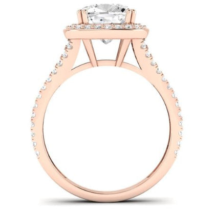 Tea Rose Cushion Moissanite Bridal Set rosegold