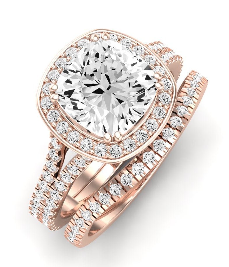 Tea Rose Cushion Moissanite Bridal Set rosegold