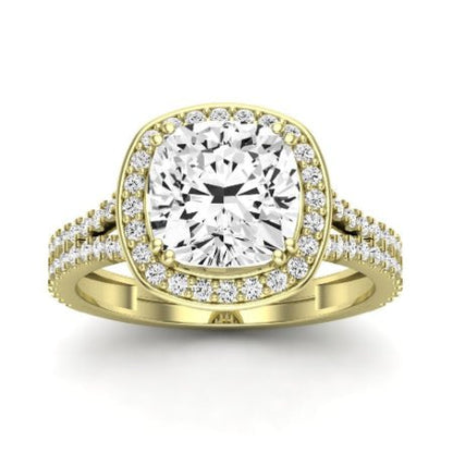 Tea Rose Cushion Moissanite Bridal Set yellowgold