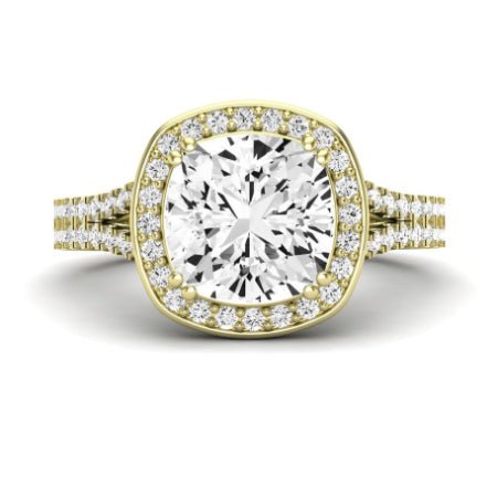 Tea Rose Cushion Moissanite Bridal Set yellowgold