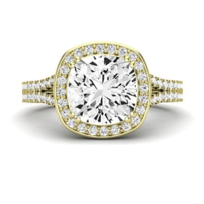 Tea Rose Cushion Moissanite Bridal Set yellowgold