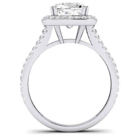Tea Rose Cushion Moissanite Bridal Set whitegold