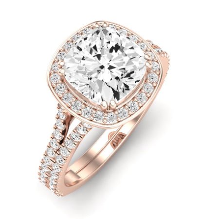 Tea Rose Cushion Moissanite Bridal Set rosegold