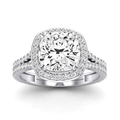 Tea Rose Cushion Moissanite Bridal Set whitegold