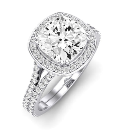 Tea Rose Cushion Moissanite Bridal Set whitegold