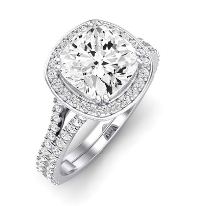 Tea Rose Cushion Moissanite Bridal Set whitegold