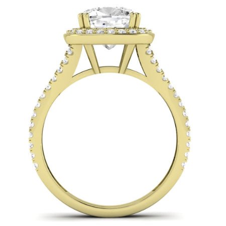 Tea Rose Cushion Moissanite Bridal Set yellowgold