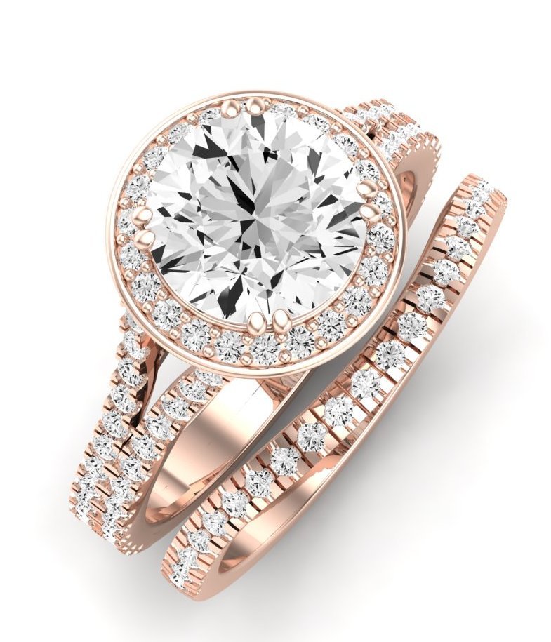 Tea Rose Diamond Matching Band Only (does Not Include Engagement Ring) For Ring With Round Center rosegold
