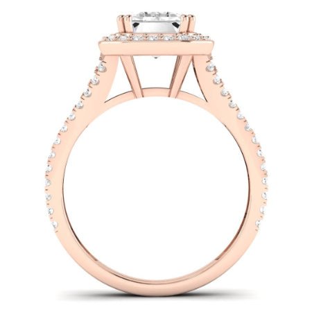 Tea Rose Emerald Diamond Bridal Set (Lab Grown Igi Cert) rosegold