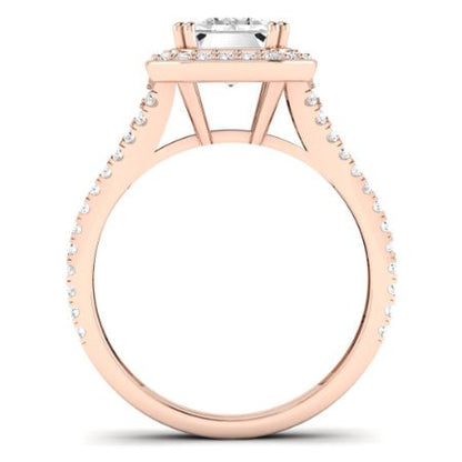 Tea Rose Emerald Moissanite Bridal Set rosegold