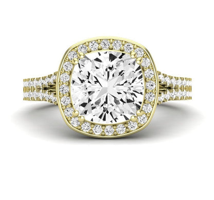 Tea Rose Cushion Diamond Engagement Ring (Lab Grown Igi Cert) yellowgold
