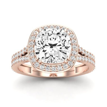 Tea Rose Moissanite Matching Band Only (does Not Include Engagement Ring) For Ring With Cushion Center rosegold