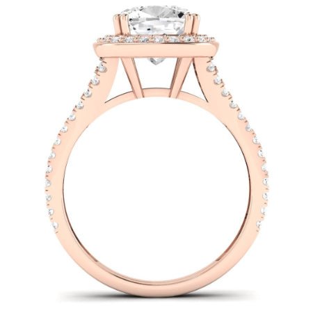 Tea Rose Moissanite Matching Band Only (does Not Include Engagement Ring) For Ring With Cushion Center rosegold