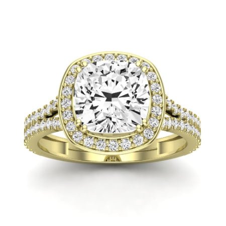 Tea Rose Moissanite Matching Band Only (does Not Include Engagement Ring) For Ring With Cushion Center yellowgold