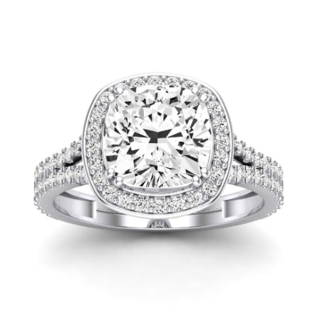 Tea Rose Moissanite Matching Band Only (does Not Include Engagement Ring) For Ring With Cushion Center whitegold