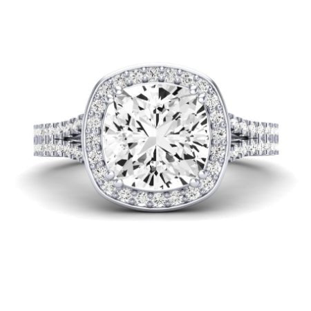 Tea Rose Moissanite Matching Band Only (does Not Include Engagement Ring) For Ring With Cushion Center whitegold