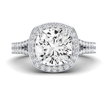 Tea Rose Moissanite Matching Band Only (does Not Include Engagement Ring) For Ring With Cushion Center whitegold